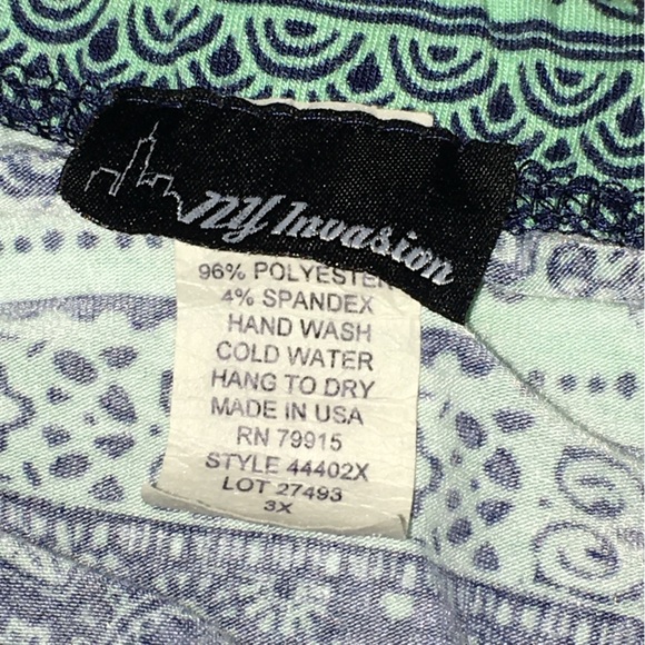 NY Invasion Elephant Floral Paisley Navy Blue Green Long Skirt - Women’s 3X - Picture 6 of 8